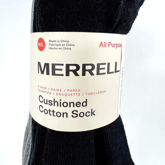 Merrell Men Cushioned Cotton Quarter Crew Socks 6 Pairs Multicolor Sz 9-12 New - Picture 3 of 12